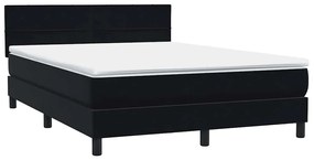 vidaXL Κρεβάτι Boxspring με Στρώμα Μαύρο 1140x210 εκ. Βελούδινο