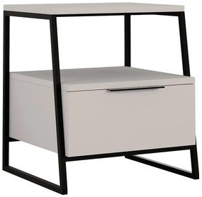 Κομοδίνο Johana pakoworld μαύρο-εκρού 45x40x50εκ