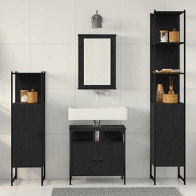 vidaXL Σετ Επίπλων Μπάνιου με ράφι 4 pcs Μαύρη δρυς 33 x 33 x 185.5 εκ