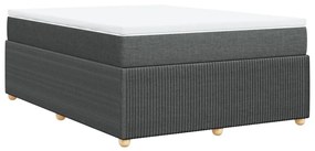 Κρεβάτι Boxspring με Στρώμα Σκούρο Γκρι 140x190 εκ. Υφασμάτινο - Γκρι