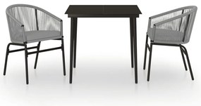 vidaXL Σετ Τραπεζαρίας Κήπου 3 Τεμαχίων Γκρι