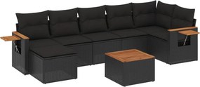 vidaXL Patio Sofa Set 8-θέσια Black