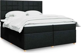vidaXL Κρεβάτι Boxspring με Στρώμα Μαύρο 200x200 εκ. Υφασμάτινο