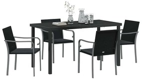 vidaXL Σέτ φαγητού για κήπο 5 pcs Μαύρο Πολυ ράταν