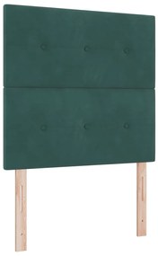 vidaXL Κρεβάτι με ελατήρια Σκούρο πράσινο 90 x 190 cm Βελούδο