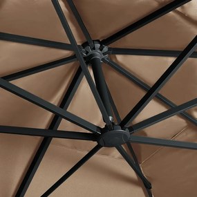 vidaXL Ομπρέλα Κήπου Κρεμαστή Taupe 400x300 εκ. Ιστός Αλουμινίου &amp; LED