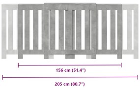 Κάλυμμα Καλοριφέρ Γκρι Σκυροδέματος 205x21,5x83,5εκ. Επεξ. Ξύλο - Γκρι