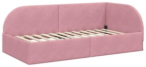 vidaXL Κρεβάτι Γωνίας με κεφαλάρι Ροζ 90 x 200 cm Βελούδο
