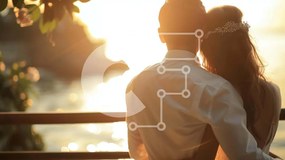 Intra Συλλεκτικό Ξύλινο Παζλ Plywood 4mm - Νεόνυμφο ζευγάρι που αγκαλιάζεται στο ηλιοβασίλεμα Σε Ξύλινο Κουτί - Διαστάσεις Puzzle: 10x10 cm – 25 κομμάτια