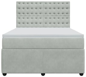 vidaXL Κρεβάτι Boxspring με Στρώμα Ανοιχτό Γκρι 140x200 εκ. Βελούδινο