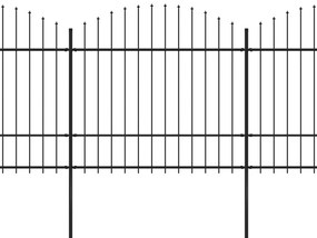 vidaXL Κάγκελα Περίφραξης με Λόγχες Μαύρα (1,5-1,75) x 6,8 μ. Ατσάλινα
