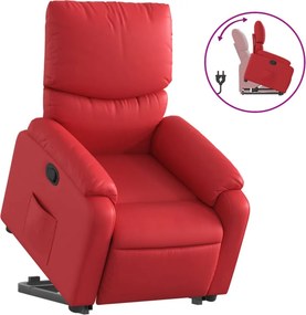 vidaXL Πολυθρόνα Ανακλινόμενη με Ανύψωση Κόκκινη από Συνθετικό Δέρμα