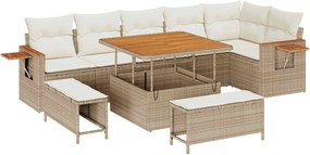 vidaXL Σετ Καναπέ Κήπου 9 pcs Μπεζ συνθετικό ρατάν