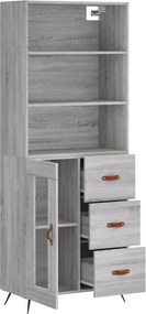 vidaXL Ντουλάπι Γκρι Sonoma 69,5 x 34 x 180 εκ. Επεξεργασμένο Ξύλο