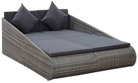 vidaXL Ξαπλώστρα - Κρεβάτι Κήπου Γκρι 110x200 εκ. Συνθετικό Ρατάν