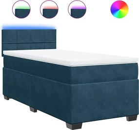 vidaXL Κρεβάτι Boxspring με Στρώμα Μπλε 80 x 200 εκ. Βελούδινο