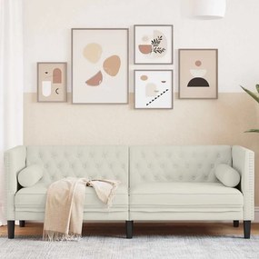 vidaXL Καναπές Διθέσιος Chesterfield με Στηρίγματα Κρεμ Βελούδο