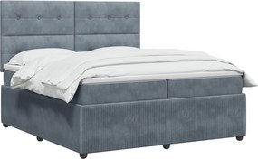vidaXL Κρεβάτι box spring με στρώμα Σκούρο Γκρι 200 x 200 cm Βελούδο