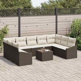 vidaXL Σετ Καναπέ με μαξιλάρι 10 pcs Καφέ συνθετικό ρατάν