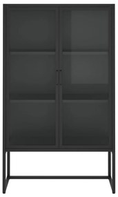 vidaXL Μπουφές Μαύρος 80 x 35 x 135 εκ. από Ατσάλι και Ψημένο Γυαλί