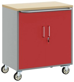vidaXL Εργαστήριο με τροχούς Κόκκινο και γκρι 75 x 45 x 85 εκ.