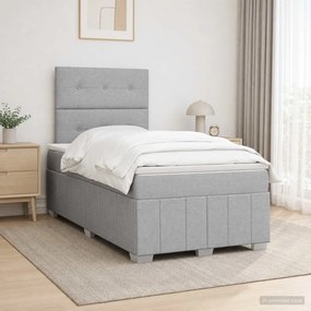 vidaXL Κρεβάτι box spring με στρώμα Ανοιχτό γκρι 120 x 190 cm Ύφασμα