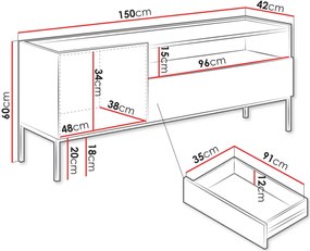 Έπιπλο τηλεόρασης Como 1D1SZ-Cashmere