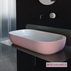 SCARABEO Glam 1804-SER Eπικαθήμενος Νιπτήρας Πορσελάνης Pois Pink 56x39εκ