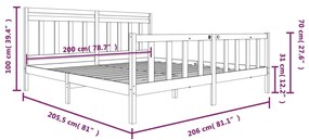 Πλαίσιο Κρεβατιού Μαύρο 200 x 200 εκ. από Μασίφ Ξύλο - Μαύρο