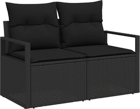 vidaXL Σετ Καναπέ 8 τμχ. Μαύρο 55 x 55 x 37 εκ Πολυ-ρακί και Χάλυβας