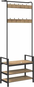 vidaXL Κρεμάστρα Artisan Oak 75 x 34 x 184 εκ Επεξεργασμένο ξύλο