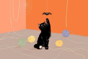 Εικόνα παιχνιδίαρα γάτα με μπάλλες - 120x80