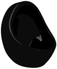 vidaXL Ουρητήριο Επιτοίχιο/Κρεμαστό Μαύρο Κεραμικό με Βαλβίδα Έκπλυσης
