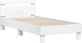 vidaXL Πλαίσιο Κρεβατιού με Κεφαλάρι/LED Λευκό 90 x 190 εκ.