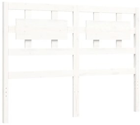 Πλαίσιο Κρεβατιού με Κεφαλάρι Λευκό 140x190 εκ. Μασίφ Ξύλο - Λευκό