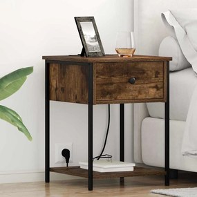 vidaXL Κομοδίνο Καπνιστή δρυς 42 x 41 x 56 εκ. Επεξεργασμένο ξύλο