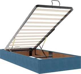 vidaXL Κρεβάτι Ottoman με Στρώμα και LED Σκούρο Μπλε 80 x 200 cm