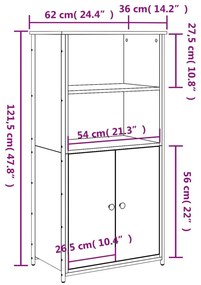 Ντουλάπι Sonoma Δρυς 62x36x121,5 εκ. από Επεξεργασμένο Ξύλο - Καφέ