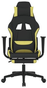 Καρέκλα Gaming Μαύρη/Αν. Πράσινο Ύφασμα με Υποπόδιο - Μαύρο