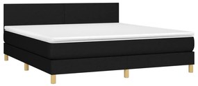 vidaXL Κρεβάτι Boxspring με Στρώμα &amp; LED Μαύρο 160x200 εκ. Υφασμάτινο