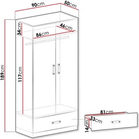 Ντουλάπα Trafiko δίφυλλη-Mple