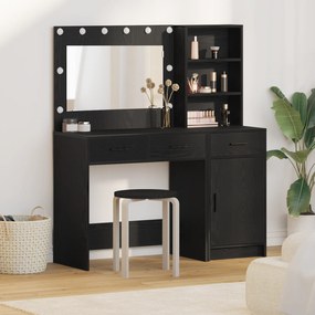 vidaXL Σετ Dressing Table 2 Τεμαχίων με LED Μαύρο Επεξεργασμένο Ξύλο