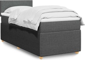 vidaXL Κρεβάτι Boxspring με Στρώμα Σκούρο Γκρι 100x200 εκ. Υφασμάτινο