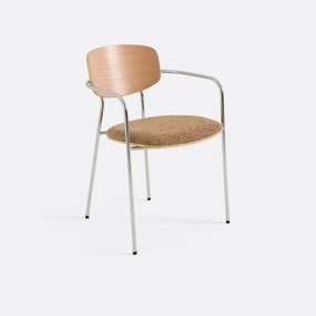 Καρέκλα τραπεζαρίας από χρώμιο και ξύλο, Avino