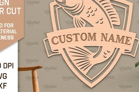 Intra απο ξύλο plywood Χρώμα wenge 3mm-4mm πάχος - Ψάρεμα σημάδι LaserCut. Fishing Decor Δίασταση 30x20 cm INTRAFABR-68365030