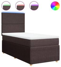 vidaXL Κρεβάτι Boxspring με Στρώμα Σκούρο Καφέ 90x200 εκ. Υφασμάτινο