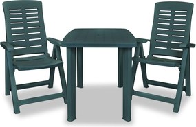 vidaXL Σετ Επίπλων Bistro 3 Τεμαχίων Πράσινο Πλαστικό