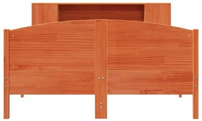 Κρεβάτι Βιβλιοθήκη Χωρίς Στρώμα 120x190 εκ Μασίφ Ξύλο Πεύκου - Καφέ