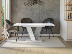 Τραπέζι Goodyear 125, Γκρι, Γυαλιστερό λευκό, 75x90x120cm, 61 kg, Επιμήκυνση, Πλαστικοποιημένη μοριοσανίδα | Epipla1.gr