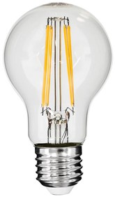 GloboStar® 99007 Λάμπα LED Long Filament E27 A60 Γλόμπος 8W 800lm 360° AC 220-240V IP20 Φ6 x Υ10.5cm Θερμό Λευκό 2700K με Διάφανο Γυαλί - Dimmable - 3 Χρόνια Εγγύηση